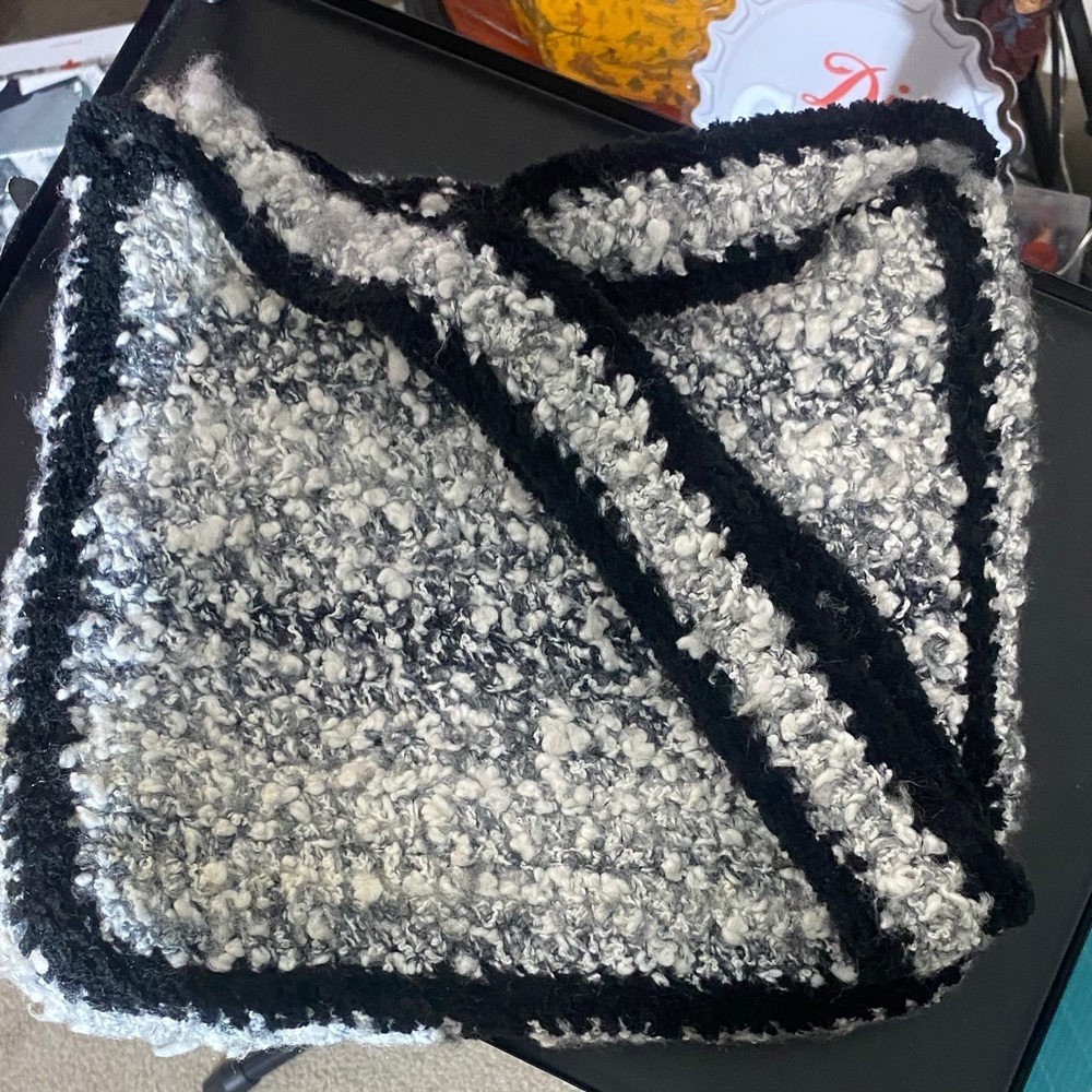 Stylish Black and Gray Women's Hobo Bag handmade crocheted